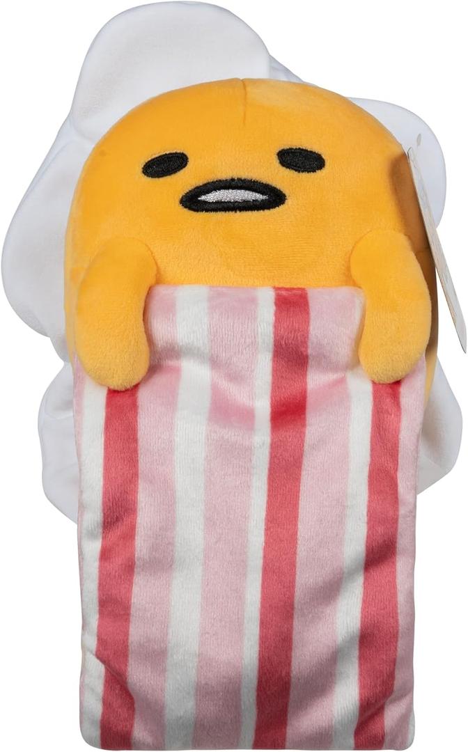 Hello Kitty and Friends - 8 Gudetama Squishy Plush with a Bacon Blanket - Officially Licensed Sanrio Product by Jazwares - Ages 6+
