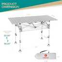 Height Adjustable Camping Table Tall Large Outdoor Folding Camping Table with Wide-Base Anti-Sink Legs & Carry Bag for Camping BBQ Beach Backyard (Black)