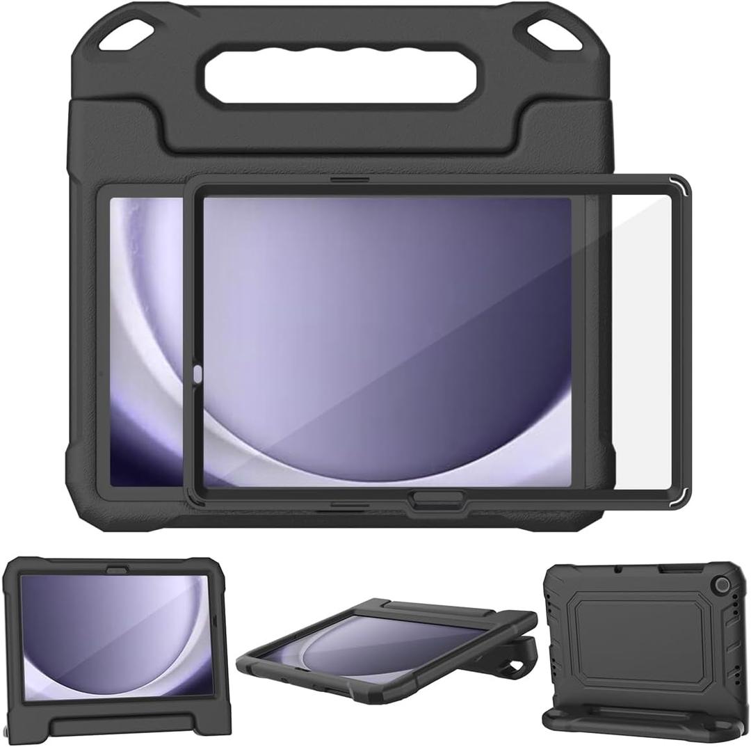 SUPLIK Kids Case for Samsung Galaxy Tab A9 Plus 11 Inch 2023 (SM-X210/X216/X218), Galaxy Tab A9+ 11" Case with Screen Protector, Durable Shockproof Lightweight Handle Stand Cover for Kids, Black