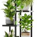 Bamworld Plant Stand Indoor, Corner 5 Tier Metal Plant Shelf for Multiple Plants, Tiered Flower Pot Stands for Patio Garden Balcony Living Room Bedroom, Black