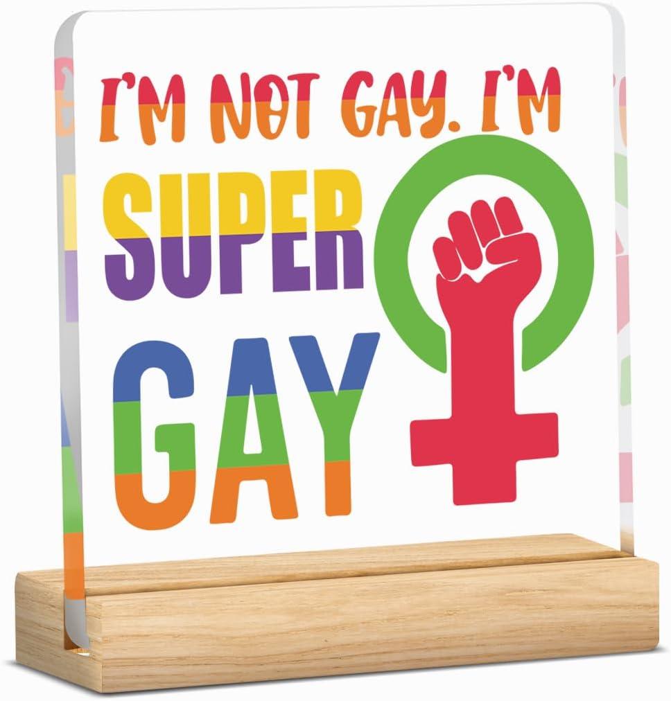 Pride Month Decorations LGBTQ Pride Gifts Rainbow Gifts for Gay Lesbian Bisexual Transgender Queer Pansexual LGBTQ Home Bedroom Kitchen Decor Celebration Acrylic Sign