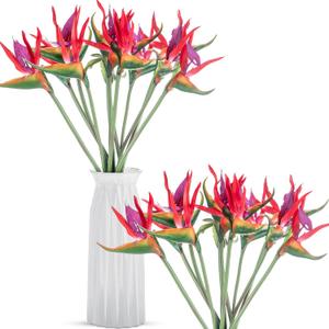Hanaive 12 Pcs Bird of Paradise Artificial Plant 24 Inches Hawaiian Tropical Flowers Fake Rubber Strelitzia Faux Flowers Bouquet for Home Garden Office Wedding Indoor Outside Party Decor DIY (Pink)