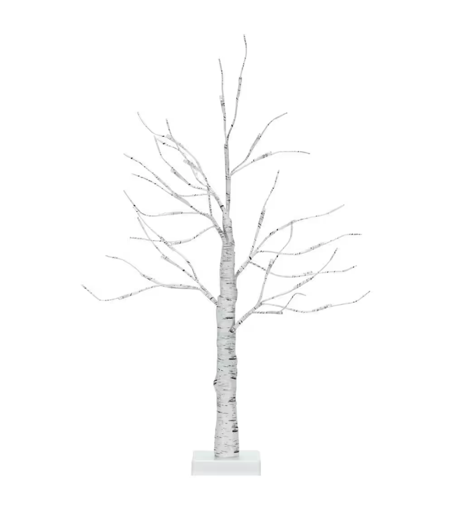 2 ft. Pre-Lit White Twig Birch Tree Battery Powered for Christmas Holiday