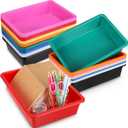 24 Pack Paper Organizer Bins Letter Flat Storage Tray Colorful Plastic Turn in Tray Classroom File Holder Baskets for Classroom, Office, Teacher Book School Supplies and Home, Assorted Colors