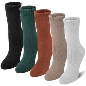 Loritta Wool Socks for Women Warm Winter Socks Knit Crew Calf Hiking Boot Sock Stocking Stuffers Gifts (Large, Design Colorful)