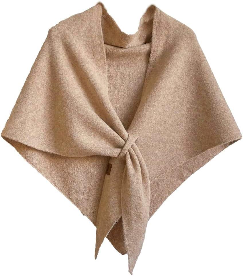 Pashmina Shawl Wraps for Women, Knitted Shawls and Wraps Cardigan Cape Wool Cashmere Shoulder Top Sweater Shawl Scarf (Beige)