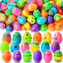JOYIN 100 Pcs Plastic Printed Bright Easter Eggs 2.3" Tall for Easter Hunt, Basket Stuffers Fillers, Classroom Prize Supplies, Filling Treats and Party Favor