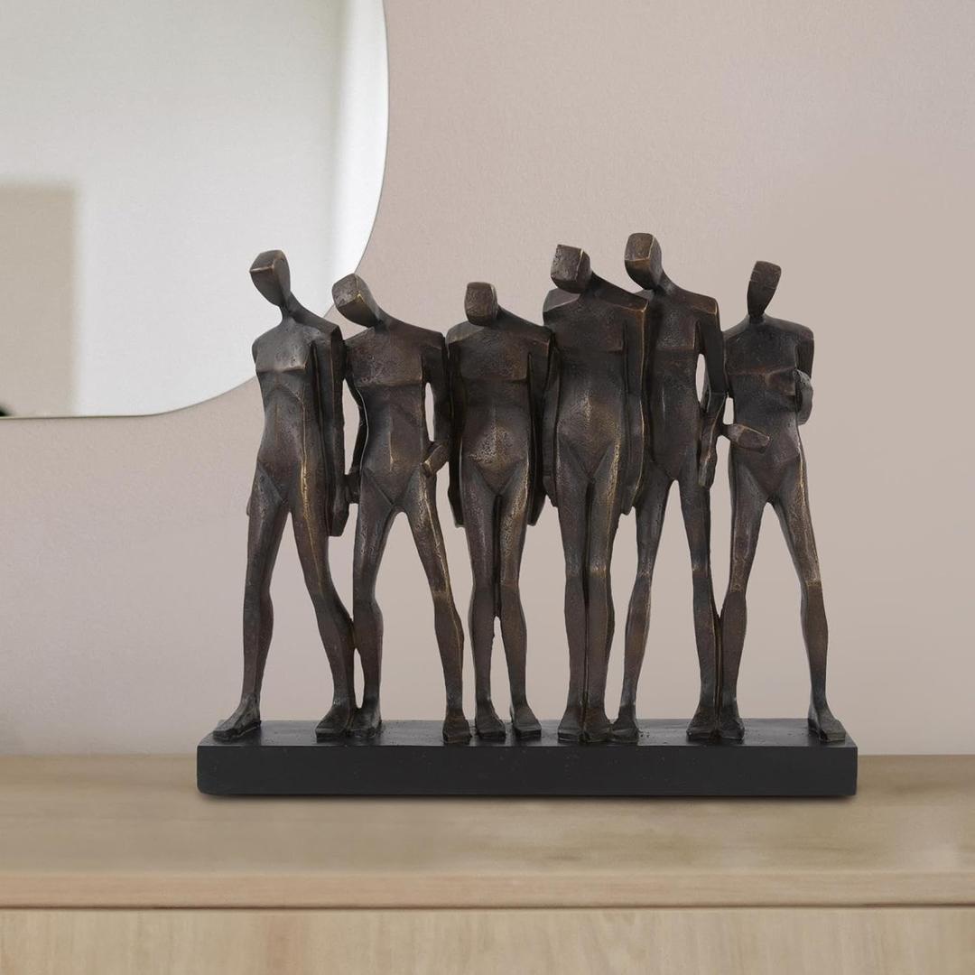 Howard Elliot Line Up Sculpture for Home & Garden Decor, Decorative Abstract Resin Statue with Bronze Finish Figurine Shelves Decoration for Living Room, Bedroom & Cabinet, 4.5 x 15.75 x 13.5 Inch