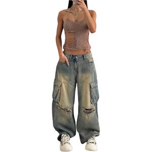 Women's Ripped Sweater Tank Tops Y2K Sleeveless Backless Knit Crop Halter Top Coquette Clothes (Beige, XS)