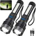 ZioeYiue Rechargeable Flashlights High Lumens, 7Mode Super Bright Flashlight Powerful, Adjustable Tactical Flash Light High Powered, LED Flashlights for Home Emergency Hunting Camping Essentials Gear (2Pack)