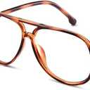 livho Vintage Aviator Blue Light Blocking Glasses, Fashion Oversized Frames with UV Protection Coating, Unisex Design