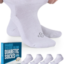 Doctor's Select Bamboo Viscose Ankle Diabetic Socks for Women & Men - 4 Pairs | Low Cut Moisture-Wicking Loose Fit Socks L