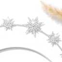 CAKURE Star Halo Headband Silver Rhinestone Goddess Headpiece Metal Mary Celestial Headpiece Bride Wedding Hair Accessories for Women