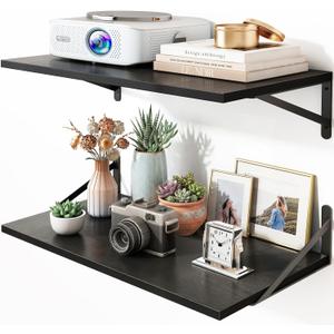 Fixwal 2pcs 10 in Deep Floating Shelves for Wall (Black, 23.6" L), 23.6 X 10 X 0.5in