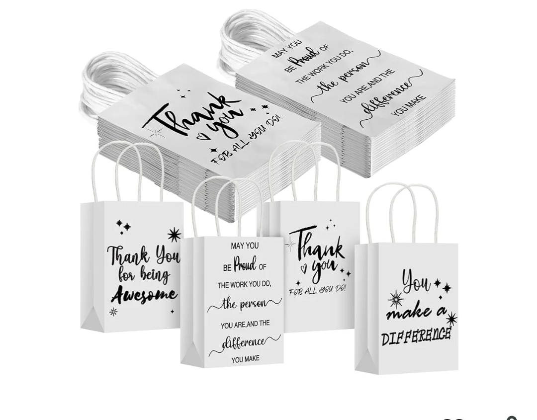 Gueevin 40 Pcs Team Gifts for Employee Appreciation Thank You Bulk Bags for Corporate Christmas Holiday Corporate Gifts Bulk Nurse Valentine's Day Staff Gift(Appreciation,White