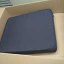 DoubleFill 1 Pcs Outdoor Ottoman Cushion 23"x19"x3" Waterproof Fade Resistant Outdoor Footstools Cushion Removable Patio Ottoman Cushions with Adjustable Fixing Strap for Stool (Navy Blue)