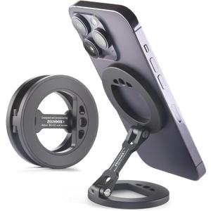 Double Magnetic Ring Phone Holder  Attach to Any Iron Surface | 1/4" Screw Hole | Compatible with iPhone 17/16/15/14/13/12 Pro Max Series & MagSafe Cases (MS-01-Black)