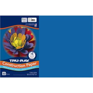Tru-Ray Construction Paper, 50% Recycled, 12" x 18", Blue, Pack Of 50