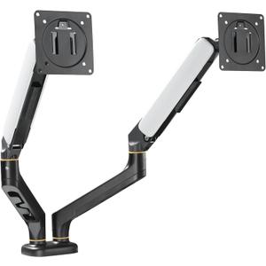 Dual Monitor Arms for Desk up to 32 inches,Dual Monitor Stand with Gas Spring System,Each Arm Holds Max 22lbs,Monitor Mount for 2 Monitors, VESA 75x75 100x100 with C-clamp& Grommet, Black