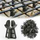 Strasee 50Pcs 1-3/16" Snap Rebar Chairs Heavy Duty Plastic Rebar Chair Fit Size 3-5 Superior Strength Anti Rust Solid Construction M076 (2 inch)