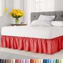 Wrap Around Dust Ruffle Bed Skirt - Red - for Queen Size Beds with 12 Inch Drop - Easy Fit Elastic Strap - Adjustable Pleated Bedskirt w/Brushed Fabric - Wrinkle Free - for Women, Men, Kids & Teens