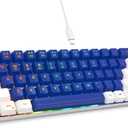 65% Gaming Keyboard, LED Backlit Mini Wired Keyboard, Ultra-Compact Anti-Ghosting No-Conflict 68 Keys Membrane Gaming Wired Keyboard for PC Laptop Windows Gamer(Blue-White)