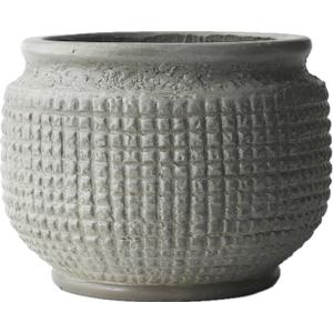 8 Inch Dia Vintage Concrete Planter with Drainage Rustic Plant Pot for Indoor Outdoor Plants Decorative Planter for Home Farmhouse Decor, Weathered Grey
