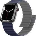 Anlinser Magnetic Bands Compatible with Apple Watch Band 49/46/45 44/42/41/40/38mm, Women Men Double Side Reversible Strap for iWatch Ultra 3-1 Series 11/10/9/8/7-1 SE(49/46/45/44/42,Dark Blue/Gray)