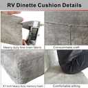 Dulepax RV Dinette Booth Cushions with Memory FoamReplacement Camper CushionsDinette Seat for Camper TrailerRV Dinette Seat Including 1 Backrest & 1 Bench,RV Sofa,RV Couch,Grey,44inch.