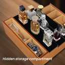 Cologne Organizer for Men4 Tier Wood Perfume Display Stand with Velvet Lining Drawer and Hidden Compartment Perfume Organizer for MenGreat Gift for Man (Walnut Black)