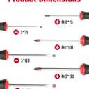 ROTATION 6PCS Magnetic Tip Screwdriver Set, 3 Phillips and 3 Flat, Red Tip | Red, Gloss, S2 Steel)