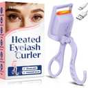 Heated Eyelash Curler, 5s Fast Heating Electric Eyelash Curler, Safe Anti-Burn Eyelash Curlers with Silicone Pad, Type-C Quick Charge, Intelligent Temp Control, 24H Long-Lasting Curls (Purple)