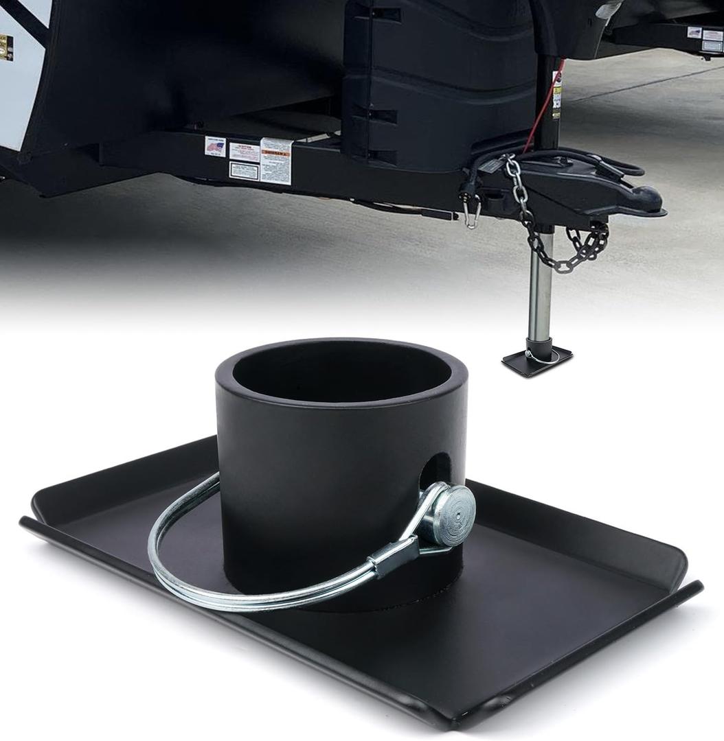 Trailer Jack Foot Plate with Pin Base, 5000lbs Capacity Foot Pad Compatible with Boat Trailer Jack Tongue Parts, Boat Hitch Camper, RV, A-Frame Boat - Black