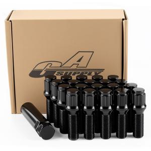 GAsupply M14x1.5 Lug Bolts 32mm Shank Fit for BMW x3 x5 Land Rover Range Rover, Black 14x1.5 Spline Lug Bolt Stock Stud Cone Seat Aftermarket Wheel (NOT OEM), 20pcs + 1pc Key