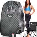 Portable Steam Sauna, Personal Sauna for Home Spa, Sauna Tent Sauna Box with Steamer 2.6L 1000W Steam Generator, 60 Minute Timer with Remote Control, Folding Chair, 15 Levels (Grey) (Gray)