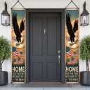 4th of July Decorations Outdoor Patriotic Memorial Day Decorations, Independence Day Veterans Labor Day Hanging American Flag Porch Sign Banner, Stars and Stripes Porch Sign Party Supplies