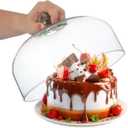 ULTECHNOVO Glass Cake Dome Cover Clear Dessert Dome for Kitchen Countertop 9.84 x 9.84 x 6.69 in Reusable Serving Dish Cover for Cakes Cookies Parties Buffets