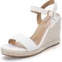 IDIFU IN4 Espadrille Wedge Sandals for Women Open Toe Ankle Strap Platform Wedges Heels Causal Summer Wedge Shoes Comfortable Espadrilles Wedges (White, 11)