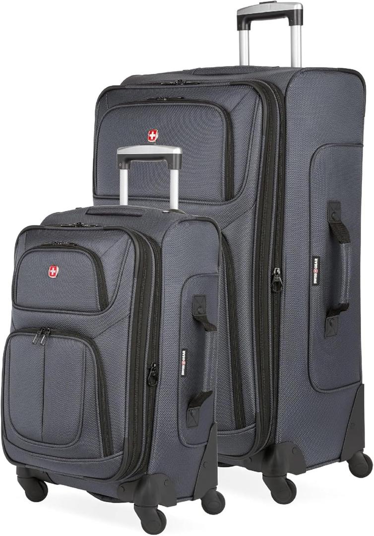 SwissGear Sion Softside Expandable Luggage with Spinner Wheels, Dark Grey, 2-Piece Set (21/25)