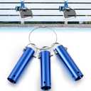 Saillong Pool Tool Holder and Organizer, 1-1/4" Pool Cleaning Accessory Organizer for Brushes, Leaf Rakes, Skimmers, Vacuum Head, Blue Equipment Storage Rack with 3 Holder, 3 Hook and 1 Key Chain Loop