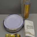 MENDENG 350pcs Plastic Plates for Party Plates Disposable Heavy Duty Platos Desechables Elegantes for Wedding Reception Thanksgiving Christmas Plates and Cups and Napkins and Gold Cutlery Sets