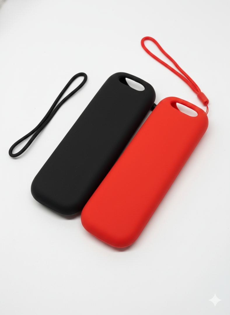 6 Pack Roku Smart TV Steam Stick Remote Controller Cover, Universal Skin Silicone Case for Most Roku Remote Models with Lanyard(Black+Red)