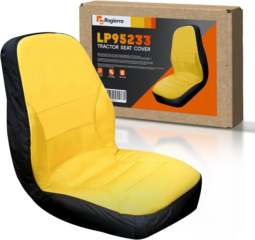 LP95233 Upgrade Large Seat Cover Cushioned for John Deere Compact Utility Tractor Seat Back, Up to 18'' High, Compatible with 3E Series, 3R Series, 4M Series,1023E Tractor, Oxford 300D Fabric