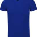 Men's Heavyweight Cotton T Shirt Basic 6.2 Ounce Short Sleeve V Neck Plain Tee Top Tshirts Regular Big and Tall Size (Blue, S)