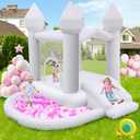 FBSPORT White Bounce House, Inflatable Bouncer with Air Blower,Indoor & Outdoor Bouncy Castle with Big Ball Pit for Wedding Party Kids Birthday Party, Easy to Install