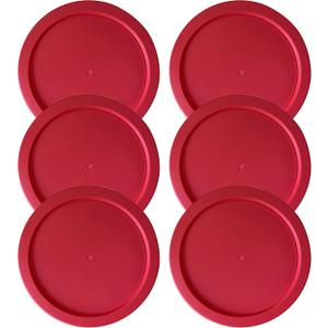 Replacement Lids fits Pyrex 4-Cup Glass Food Storage Container Bowls, 6-Inch Plastic Round Lids Covers for Pyrex 7201-PC, Airtight & Leakproof (6-Pack, Red)