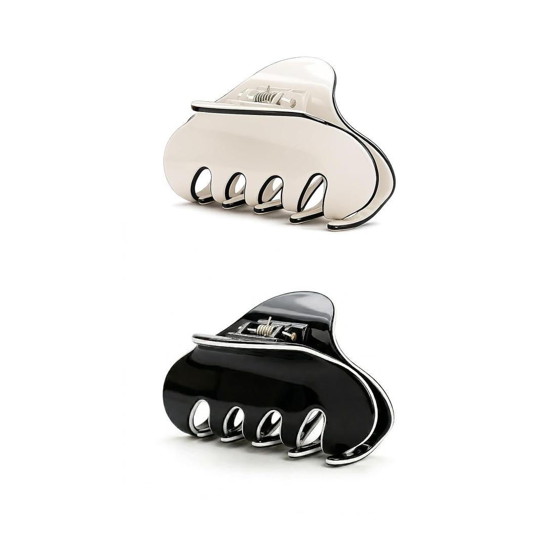 2 Pcs Medium Acetate Hair Claw Clip for Women Girls, 3.4Inch French Claw Clips for Thin & Medium Thick Hair, Durable Elegant Octopus Hair Clips, Celluloid Accessories
