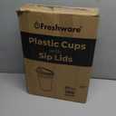 Freshware 24 oz Clear Disposable Plastic Cups with Strawless Sip Lids, 100 Pack Clear Plastic Tumblers, Heavy-duty Party Glasses, Disposable Cups for Thanksgiving, Halloween, Christmas Party