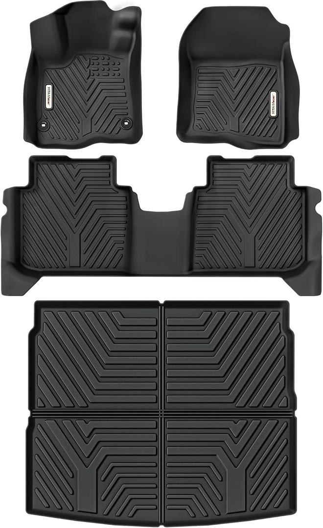 YITAMOTOR Floor Mats & Cargo Liner Fit for Honda CR-V 2026-2023, All Weather TPE Custom Fit for CRV (Gasoline & Hybrid & e:FCEV) Floor Liners with Cargo Mat (Upper Position) Full Set, Black