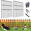 25pcs Garden Fence Animal Barrier 27ft(L) X 17in(H) No Dig Barrier Fencing Dog Rabbits Blocker 9 Vertical Metal Wire Rustproof Border Decorative Fences for Outdoor, Yard, Patio